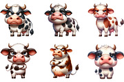 Watercolor Funny Grumpy Cow Clipart, an Illustration by CraftArtStudio (Thumbnail 2 of 5)