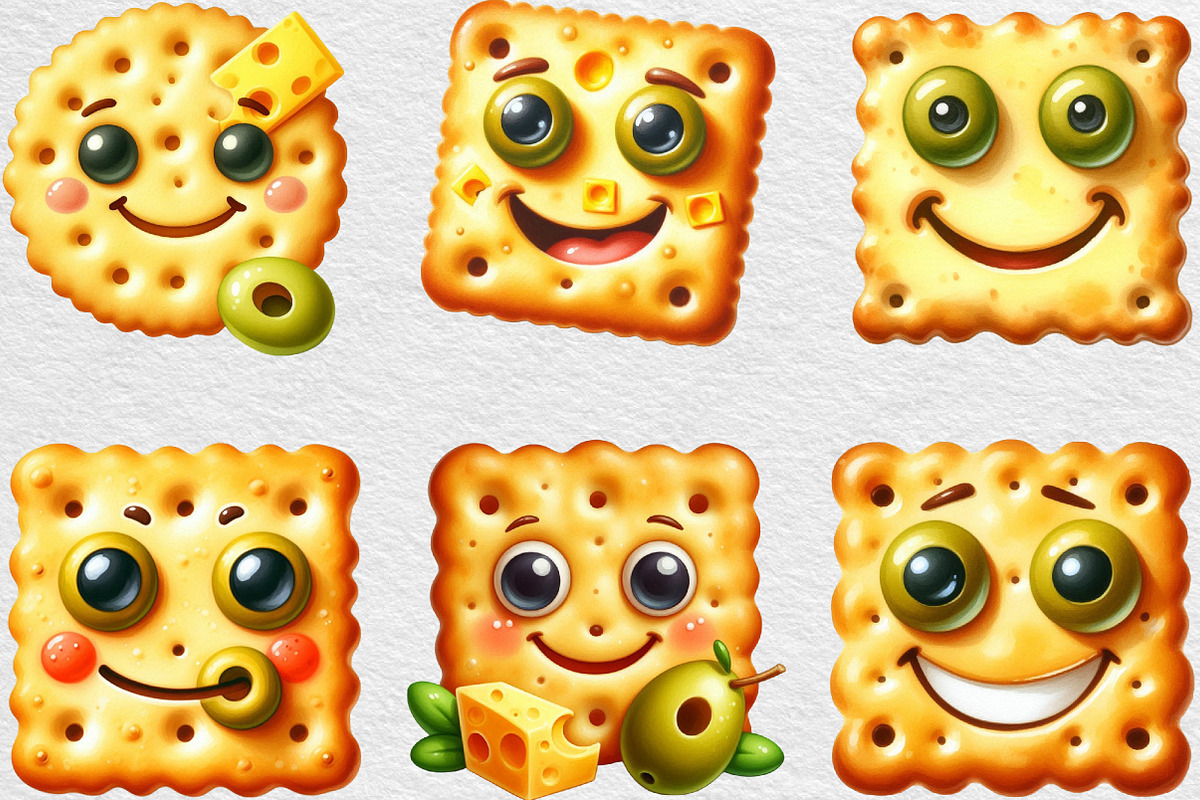 Funny Cracker Watercolor Clipart, an Illustration by Black Bird Studio (Photo 2 of 6)