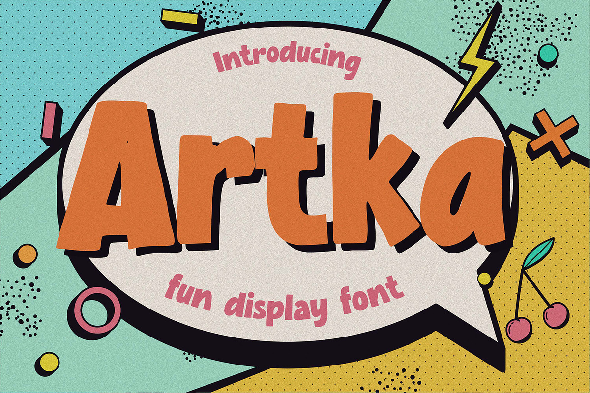 Artka - Fun Display Font, a Font by Gassstype (Photo 1 of 8)