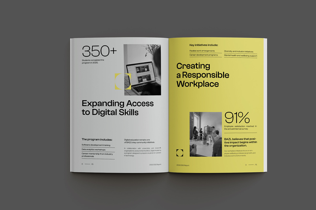 Gray Minimal ESG Impact Report, a Brochure Template by Neermana (Photo 7 of 11)