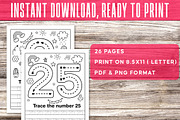 25 Number Tracing Worksheet For Kids, a Stationery Template by Graphicsnext (Thumbnail 4 of 4)