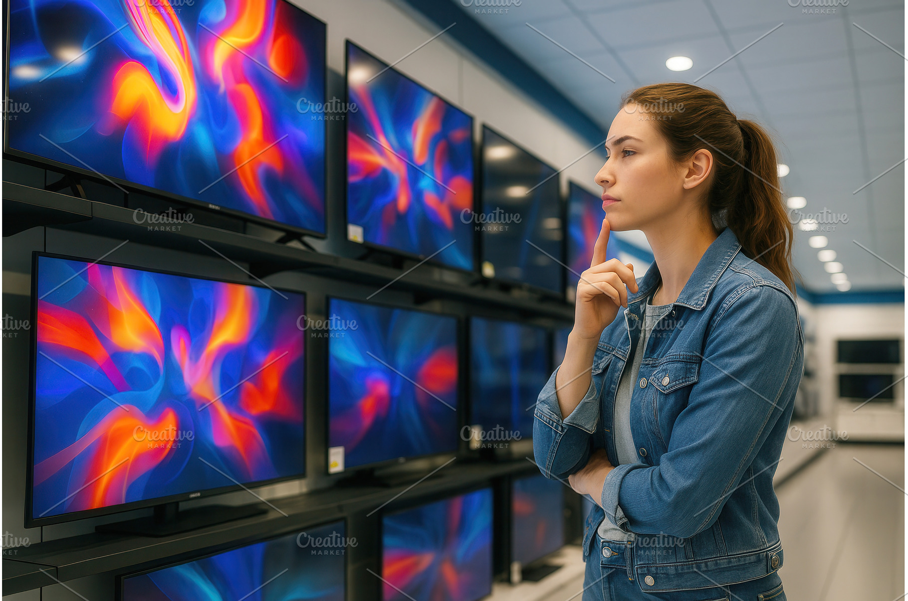 Caucasian woman thoughtfully, a Technology Photo by Sergey Kotenev