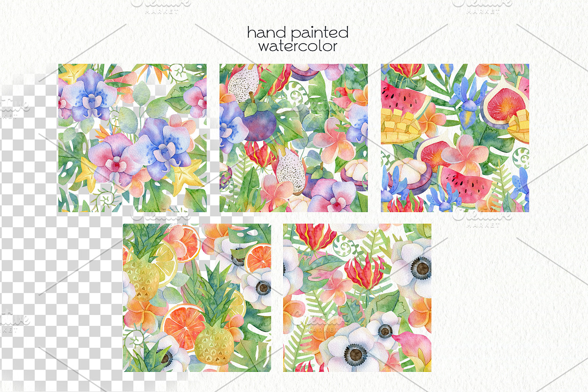Watercolor Tropical Clipart, a Food Illustration by OllyKo Art (Photo 7 of 8)