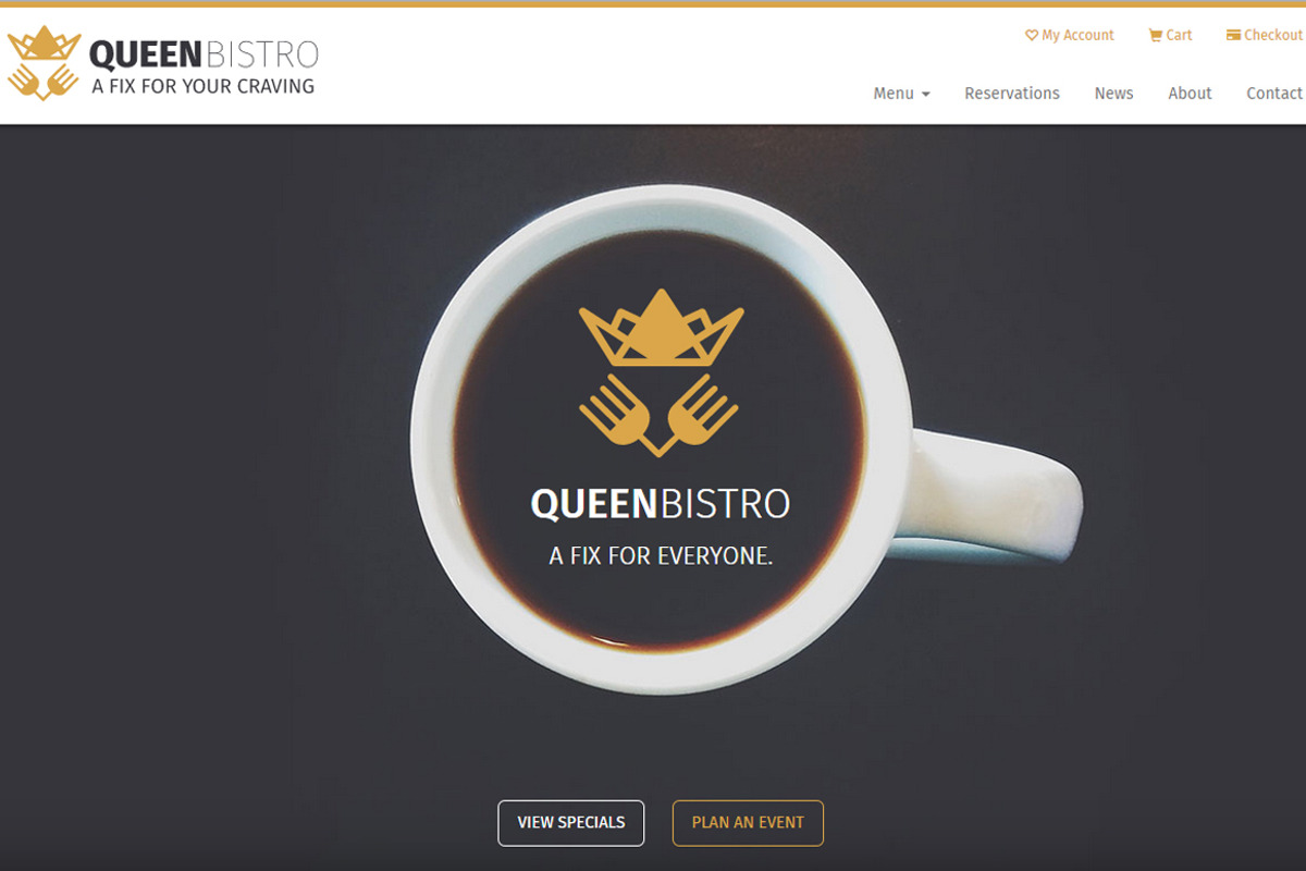 Queen Bistro – Cafe and Restaurant, a WordPress Template by ThemeGeeks Shop (Photo 1 of 3)