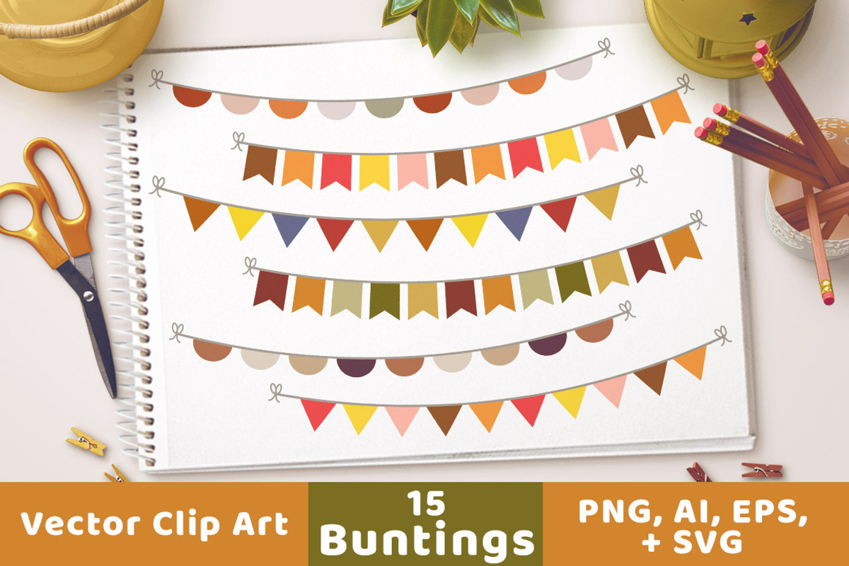 Fall Bunting Clipart, Autumn Banner, an Illustration by The Digital Download Shop (Photo 1 of 5)