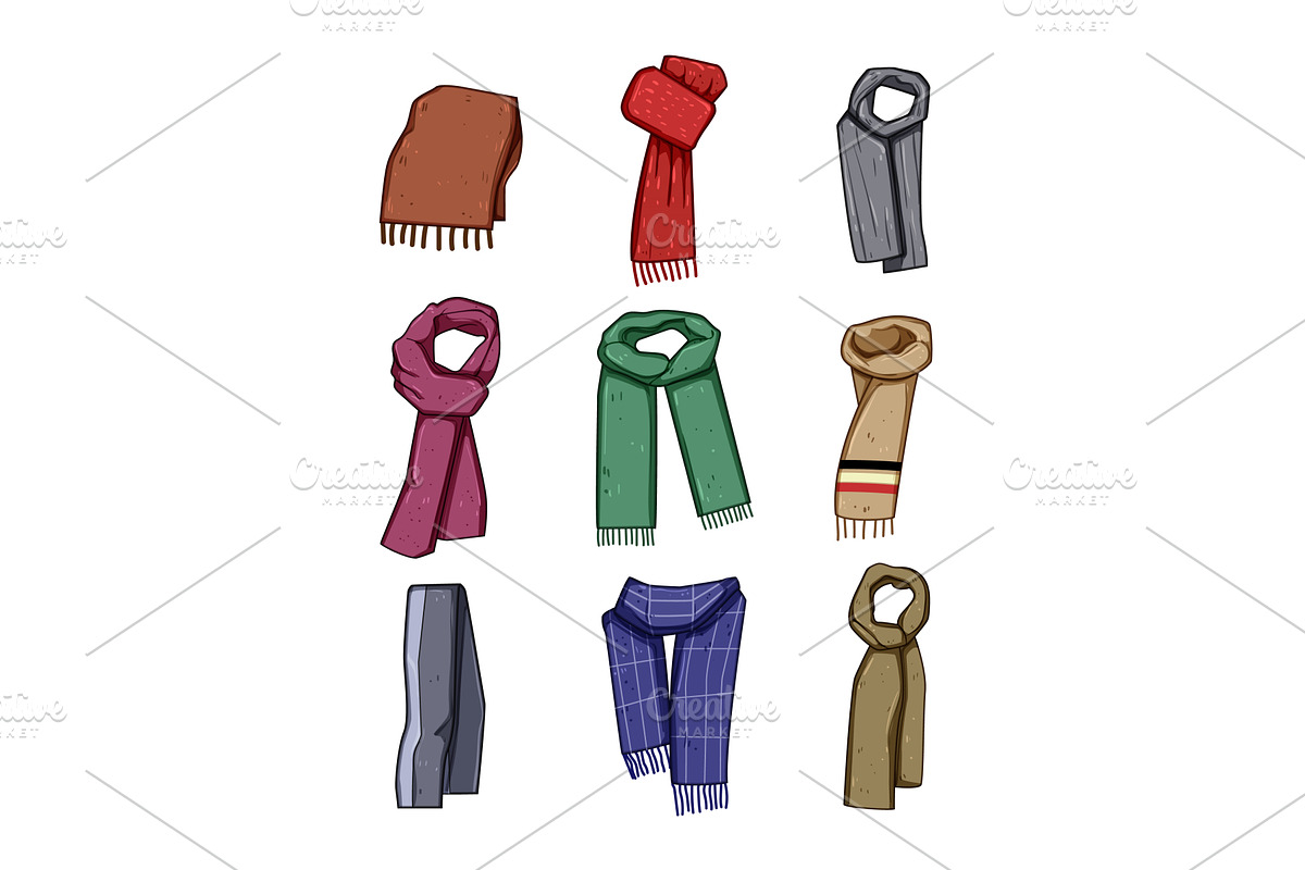 winter scarf man set cartoon vector, an Object Illustration by pikepicture