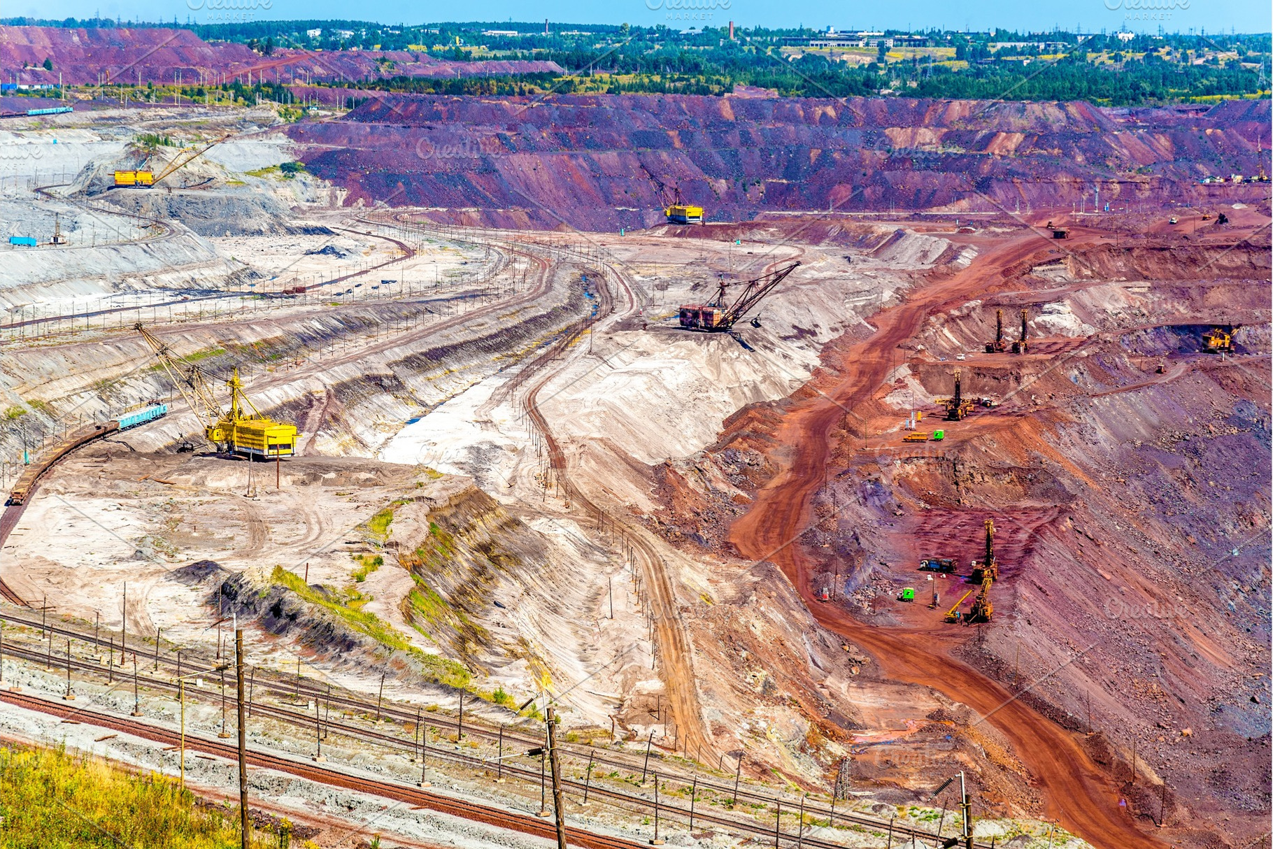Iron ore mining in mikhailovsky field within kursk magnetic anom stock photo, an Industrial Photo by Leonid Andronov