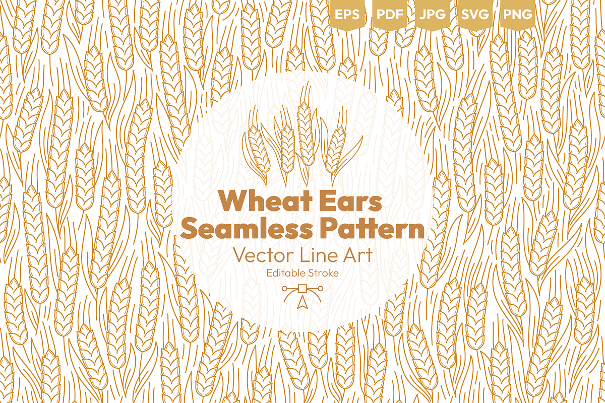 Wheat Ears Seamless Vector Pattern, a Texture Illustration by Ilia Design (Photo 1 of 6)