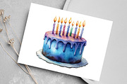 Watercolor Blue Birthday Clipart, an Illustration by Canvas Craft (Thumbnail 6 of 8)