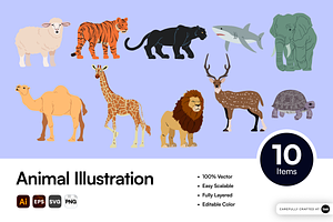 Wild Animal Vector Illustration Pack, an Object Graphic by SLAB! Design