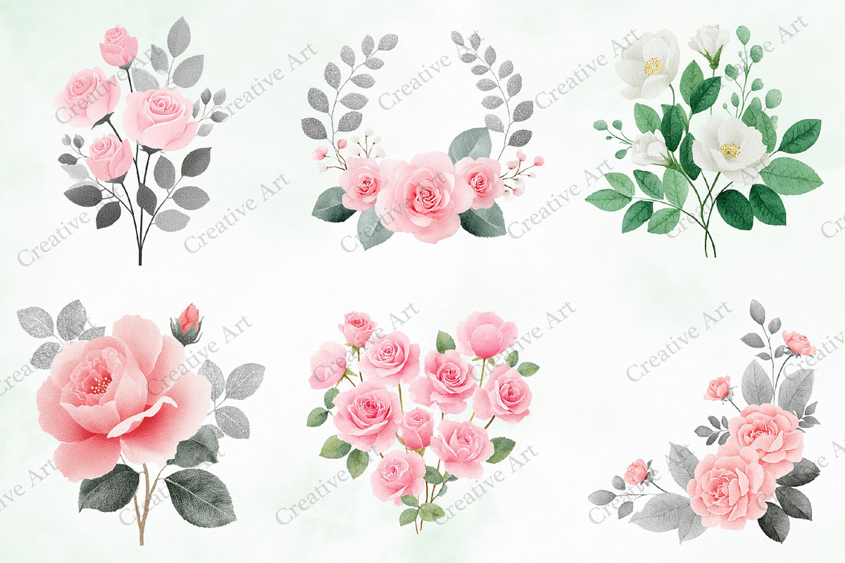 Blush And Silver Glam Roses, an Illustration by Creative Art (Photo 5 of 10)