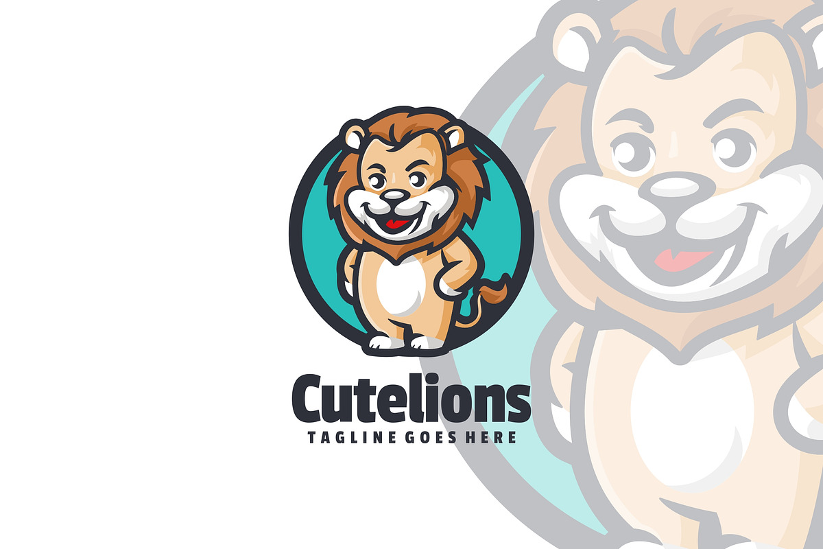 Cute Lions Mascot cartoon logo Desig, a Branding & Logo Template by ModalTampang