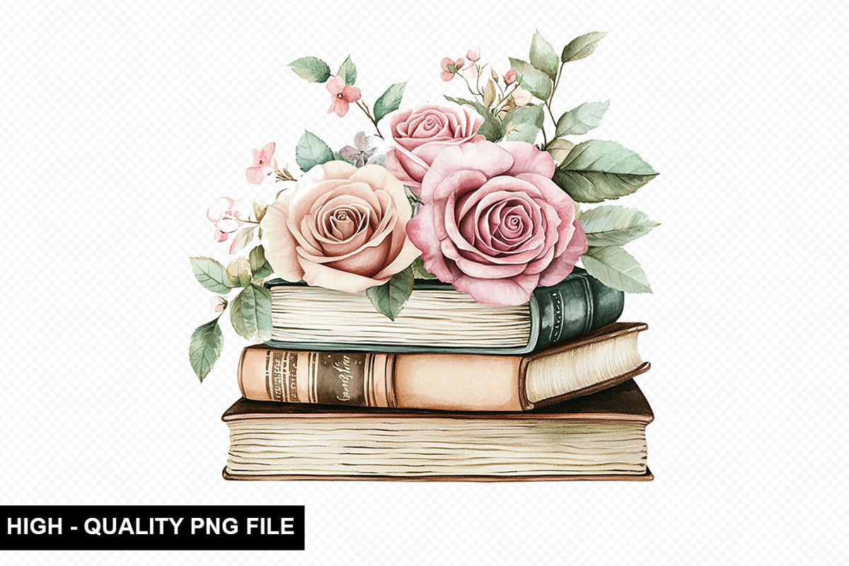Watercolor Floral Book Clipart, an Illustration by crative8112 (Photo 8 of 11)