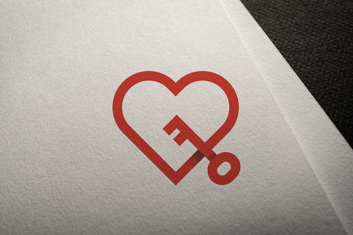 Vector logotype of heart with key, a Branding & Logo Template by Magda (Photo 3 of 3)