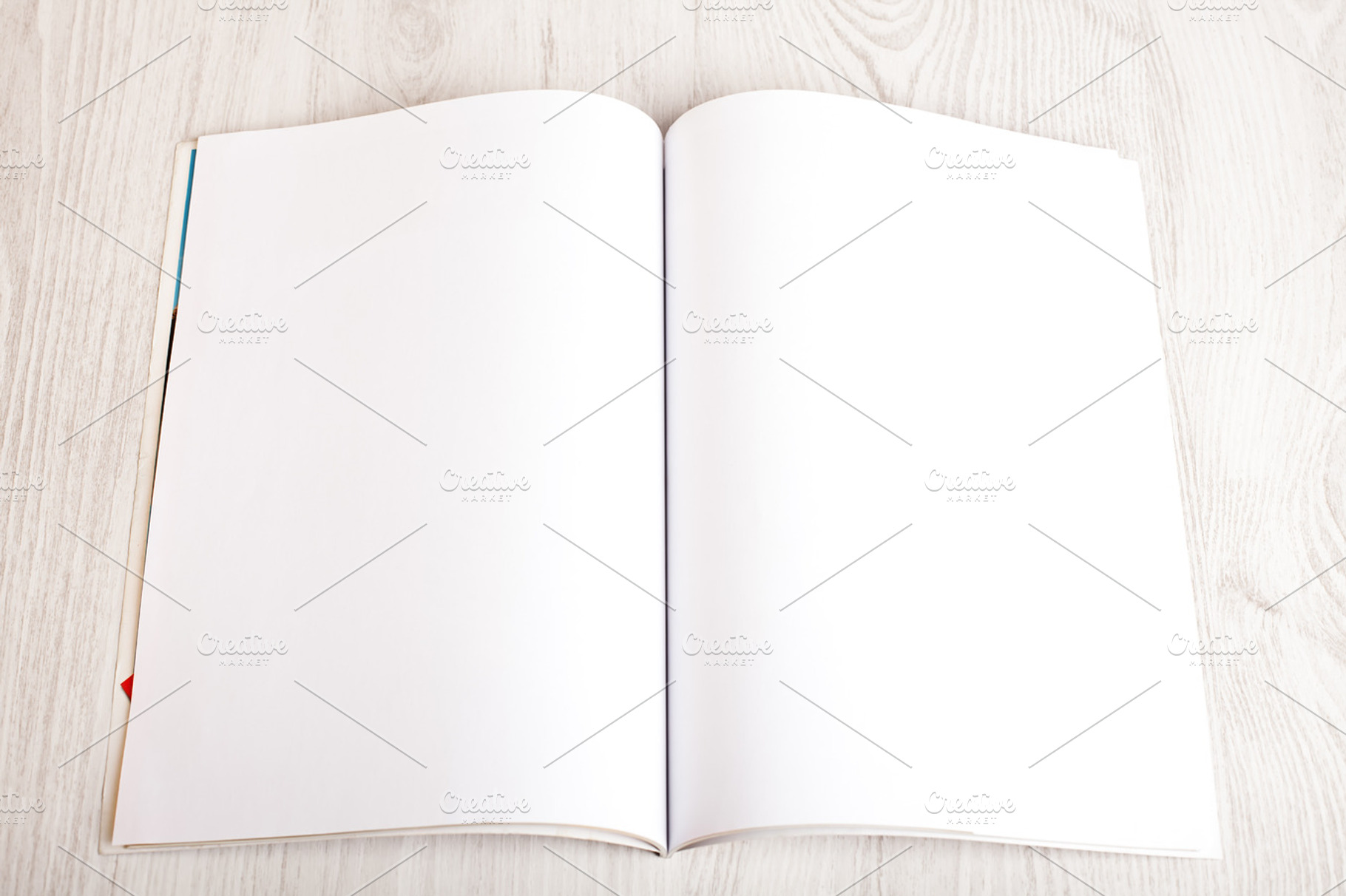Open magazine with blank pages stock photo containing background and blank