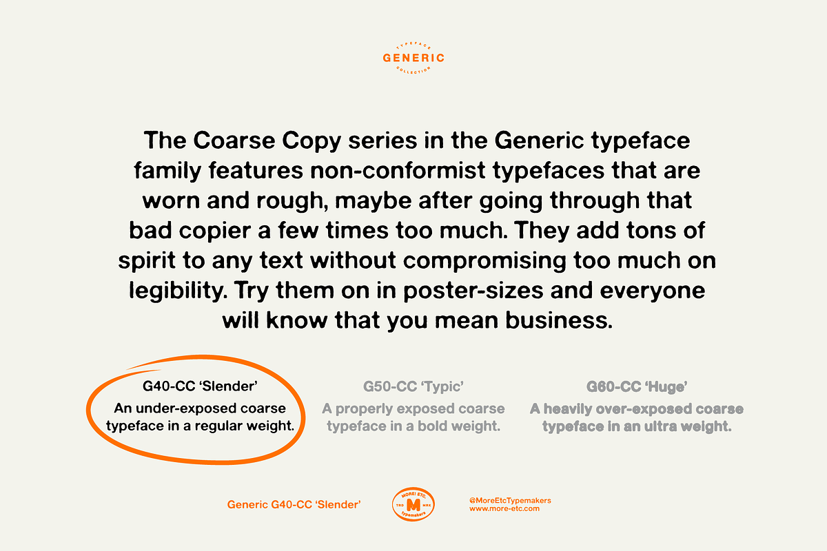 Generic G40-CC 'Slender', a Sans Serif Font by More Etc. Studios (Photo 8 of 8)