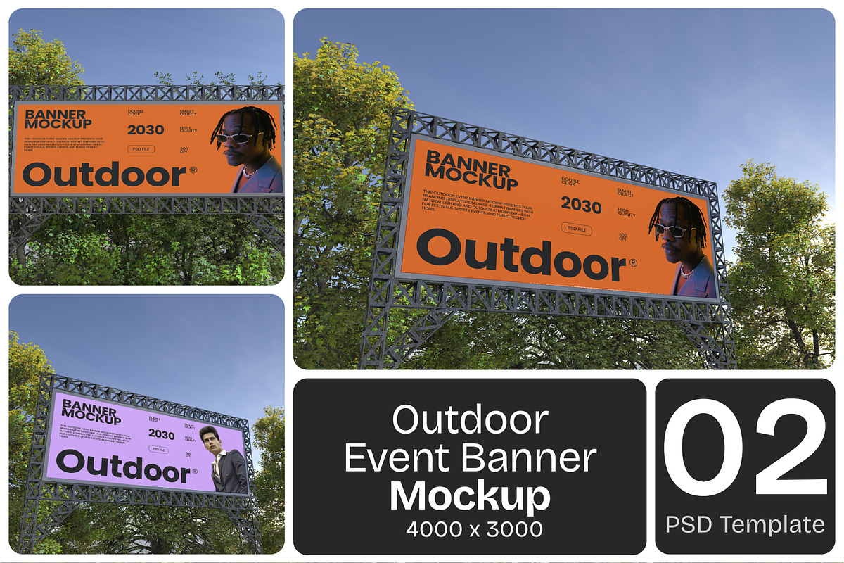 Outdoor Event Banner Mockup, an Advertising Mockup by Permadi Creative (Photo 1 of 5)