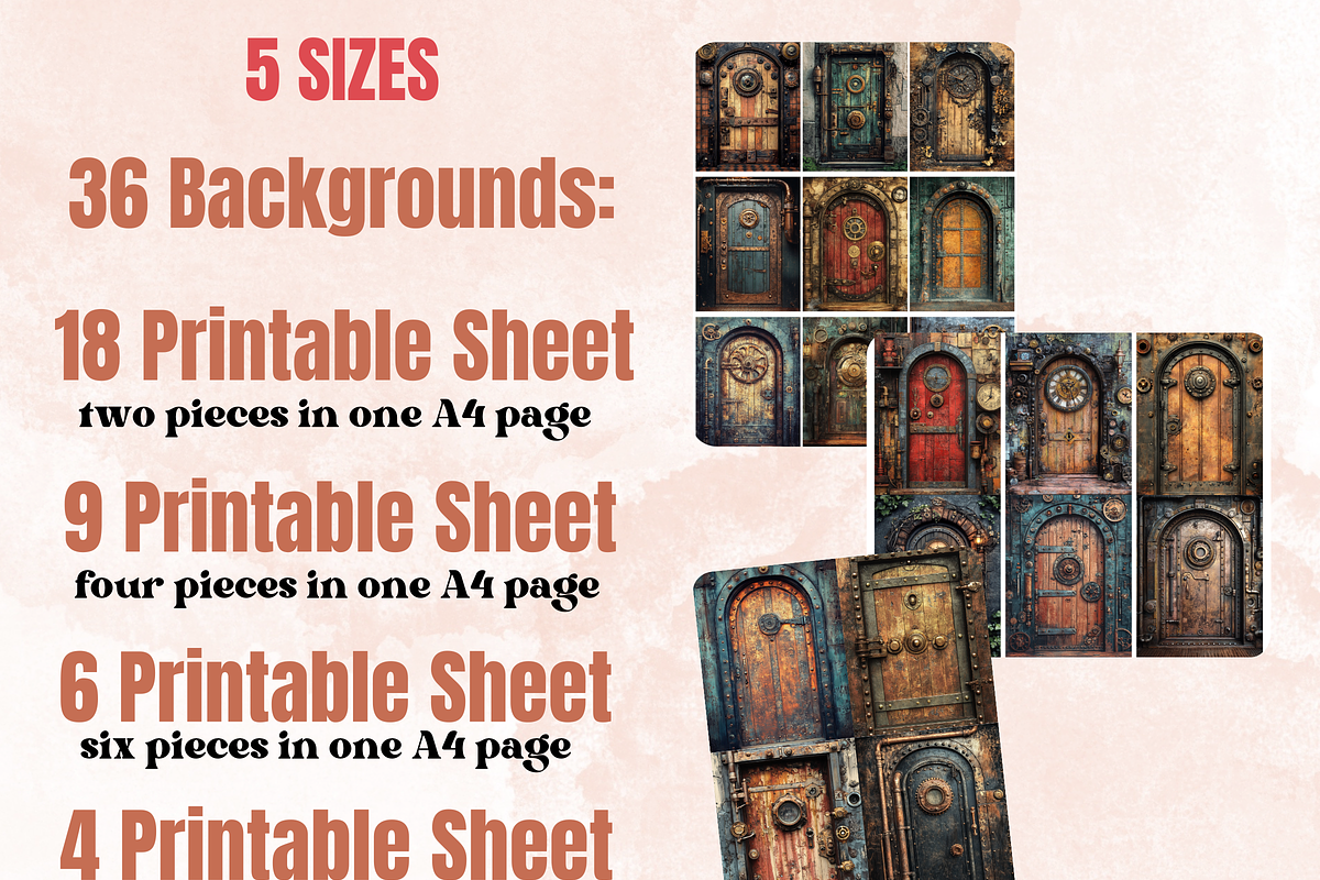 Steampunk Door Collage Paper Kit, a Background Graphic by GiraffeCreative (Photo 4 of 9)
