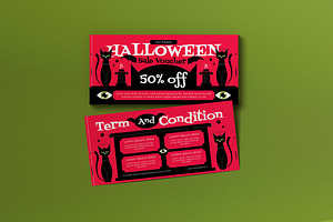 Red Flat Halloween Sale Voucher, a Card Template by graphicook