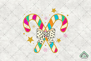 Glitter Christmas Candy Cane PNG, an Illustration by Craft Nest