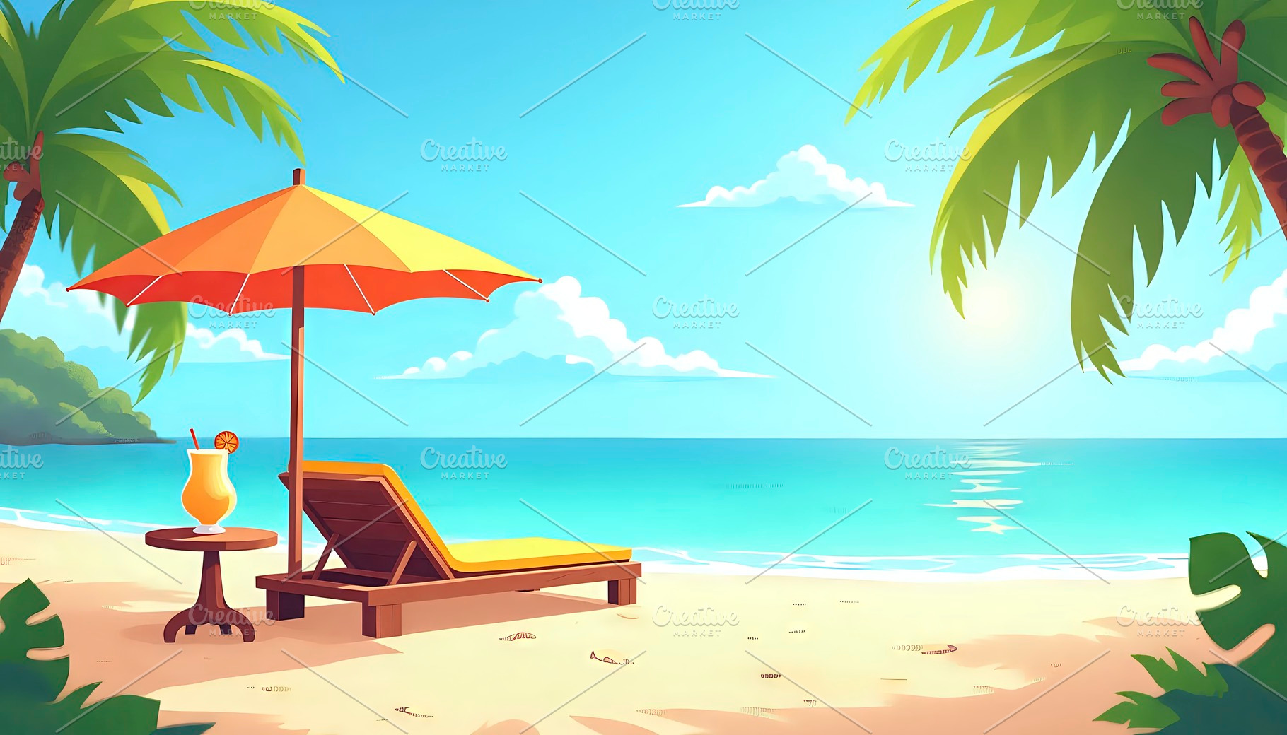 Sun Lounger And Ice Drink On Island, a Photo by LOGOCREATIVE