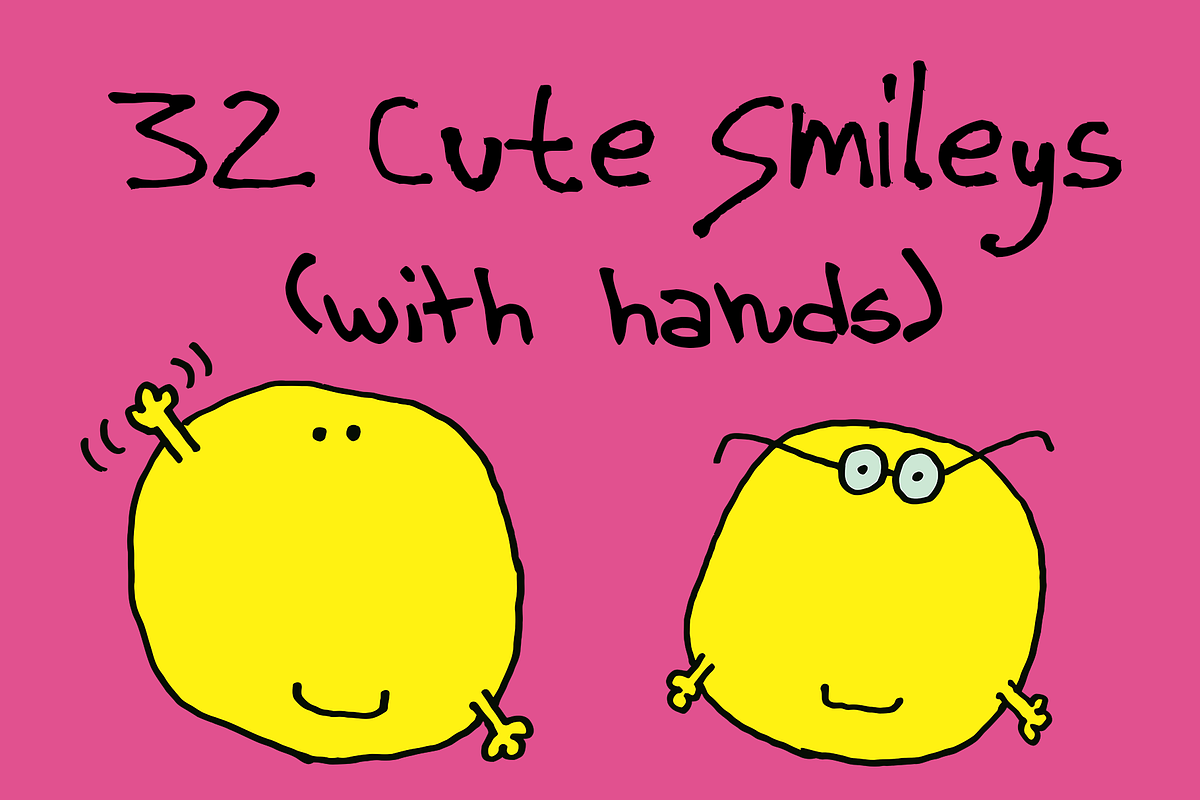 32 Cute Smileys - (with hands), an Emoji Icon by Minhocossauro Emporium (Photo 1 of 4)
