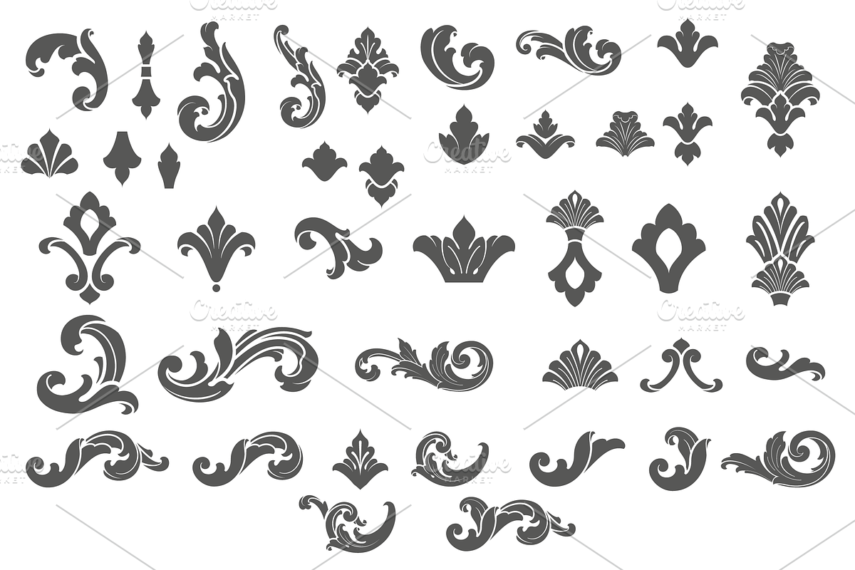 Vintage Damask Elements III, a Decorative Illustration by Solana (Photo 3 of 6)