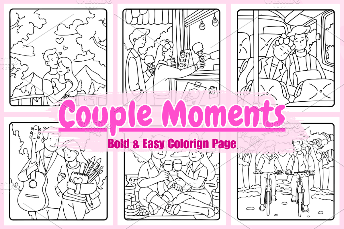 Couple Moments Colorig Pages, a Decorative Illustration by Coco Bloom (Photo 1 of 4)