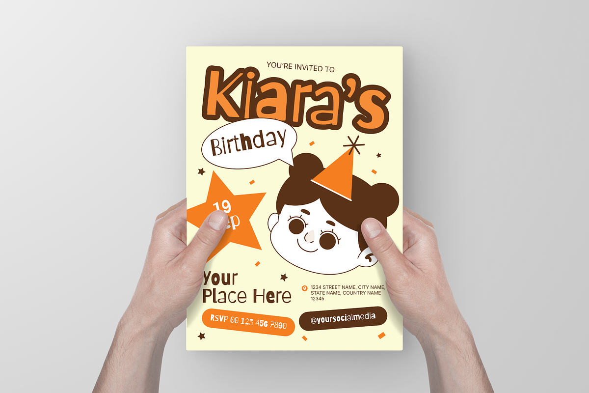 Kids Retro Birthday Invitation, a Flyer Template by Annora Studio (Photo 5 of 6)