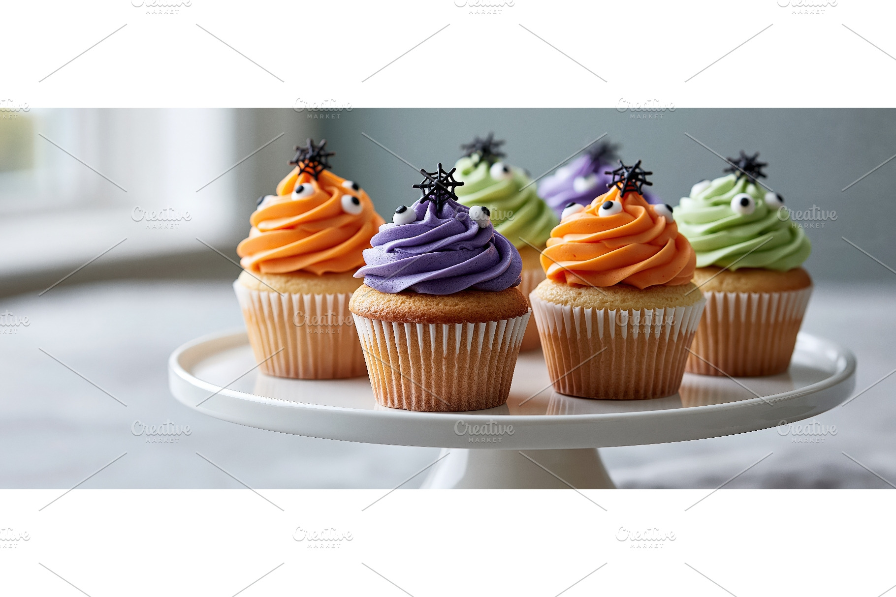 Colorful Halloween Cupcakes with, a Food & Drink Photo by piter.goskov
