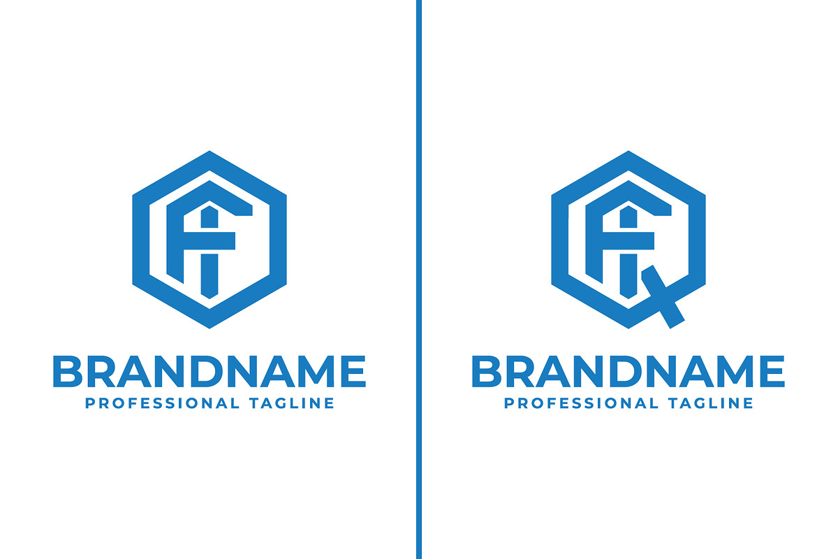 Letters OFI and QFI Hexagon Logo, a Branding & Logo Template by Pray Art Design Studio