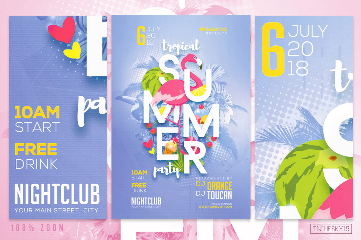 Tropical Summer Party Flyer Template, a Flyer Template by InTheSky15 (Photo 4 of 4)