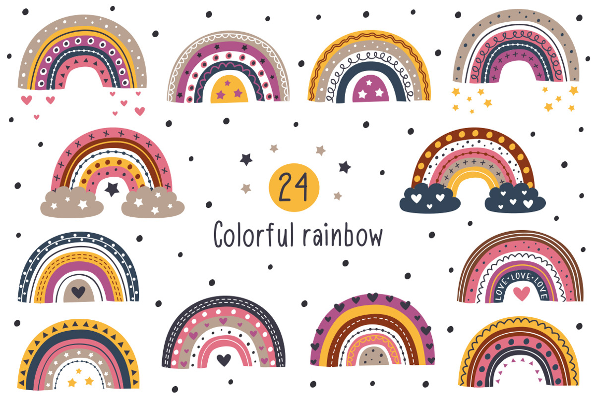 Rainbow set / Clipart & Patterns, a Decorative Illustration by NataKa