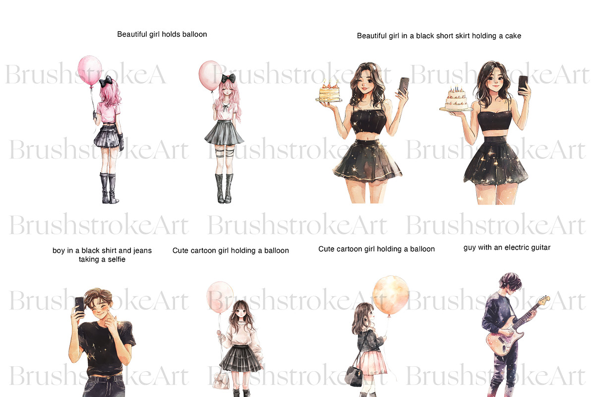 Teen Clipart, Young Woman, Cute Boys, a Person Illustration by BrushstrokeArtGB (Photo 3 of 10)