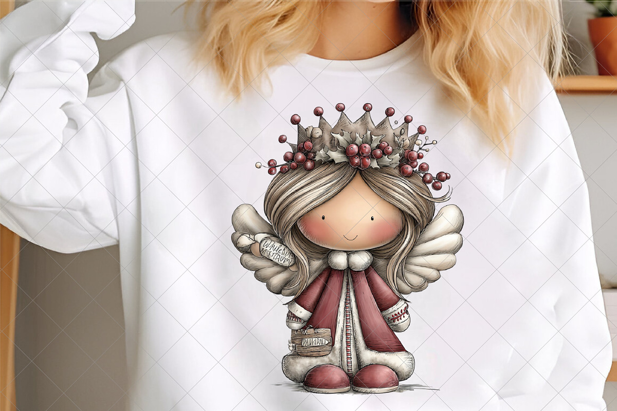 Whimsical Christmas Angel Clipart, an Illustration by SinaCreation (Photo 4 of 7)