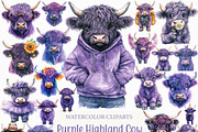 Purple Highland Cow Clipart, an Illustration by Craft Nest (Thumbnail 1 of 6)