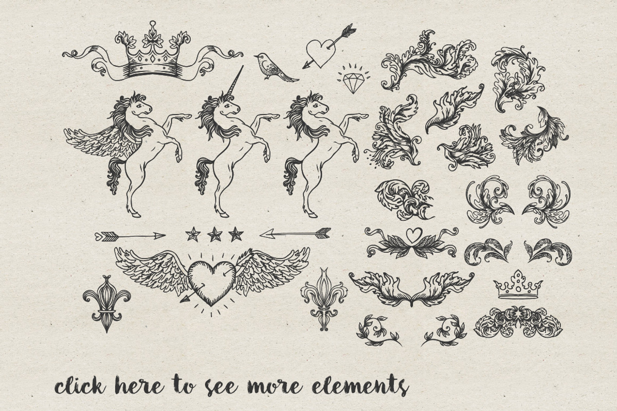 100+ Vintage Design Elements Set preview 5