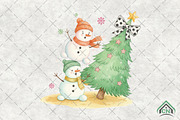 Coquette Glitter Christmas Snowman, an Illustration by Craft Nest (Thumbnail 1 of 6)
