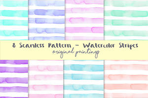 Watercolour Stripes Background Set