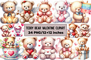 Teddy Bear Valentine Clipart, an Illustration by Design Market (Thumbnail 1 of 5)