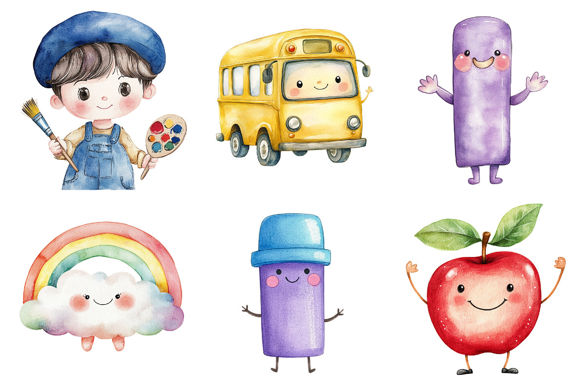 Kawaii School Character Stickers, a Seasonal Illustration by CitraGraphics (Photo 5 of 5)