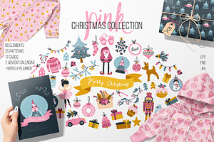 Pink christmas collection, an Object Illustration by Svitlana Kharchuk