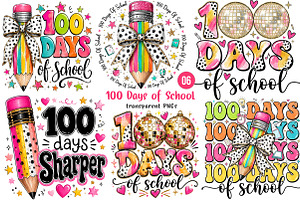 Preppy 100 Days of School PNG Bundle, a Transportation Illustration by SinaCreation
