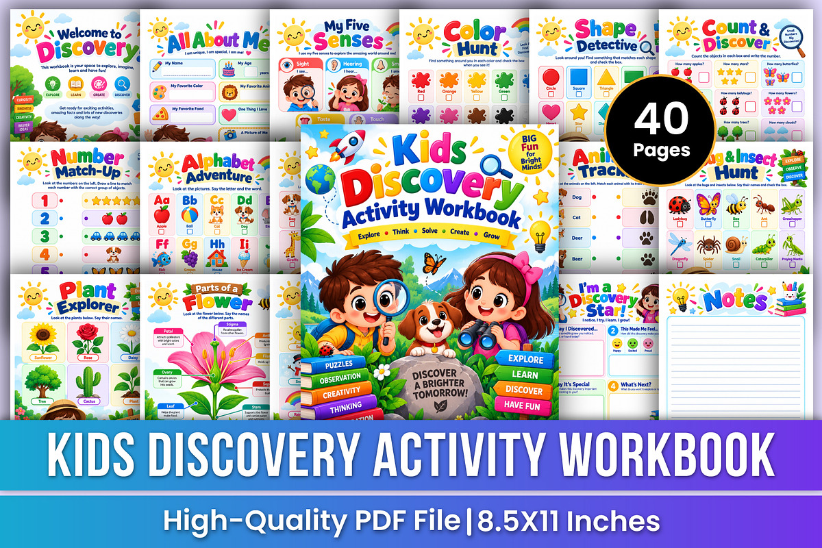 Kids Discovery Activity Workbook Kdp, a Stationery Template by Mustafiz (Photo 1 of 5)