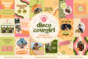 Cowgirl Instagram Post Templates, a Social Media Template by Hell Yeah Designs