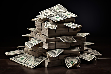Stack of 100 US dollar banknotes on black background, a Business Photo by AlyaAnd