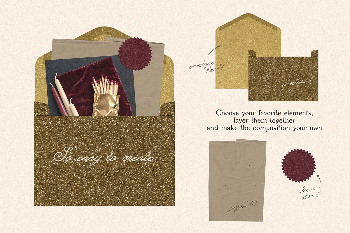 Feeling Sparkly Holiday Collage Kit, an Object Graphic by DigARTbyHavroshka (Photo 7 of 13)