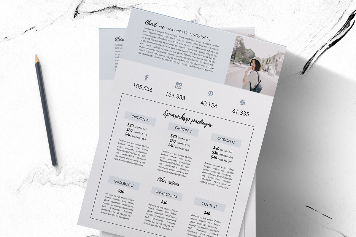 Modern 2-page media kit, a Brochure Template by Chic templates (Photo 3 of 3)