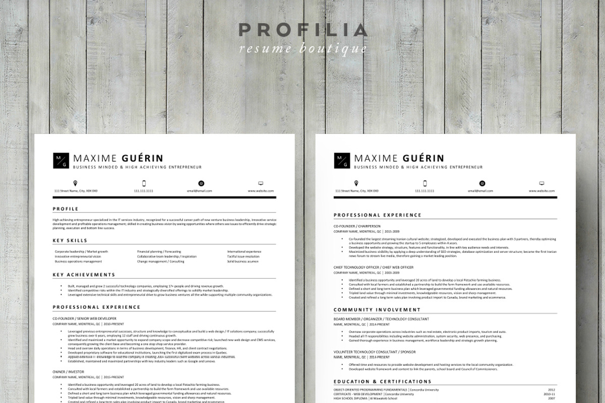 Word Resume & Cover letter Template, a Resume Template by Profilia Resume Boutique (Photo 2 of 3)