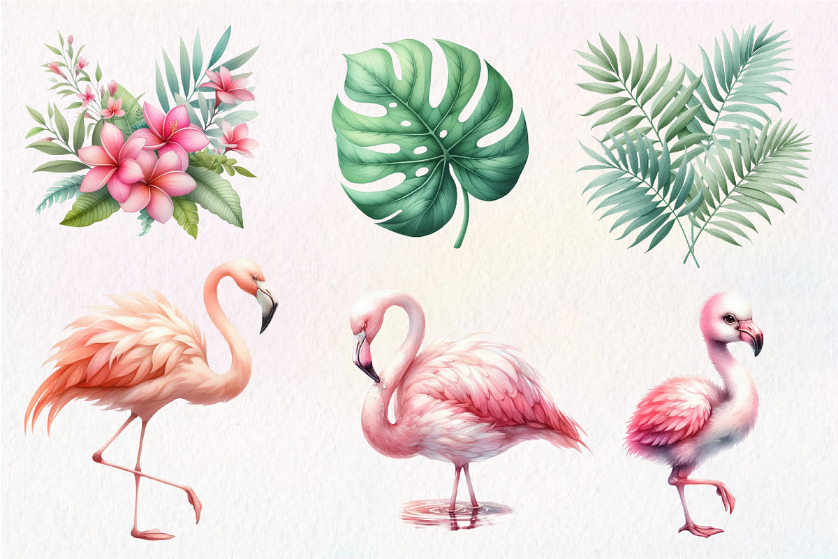 Watercolor flamingo clipart, an Illustration by CreationArt (Photo 5 of 5)